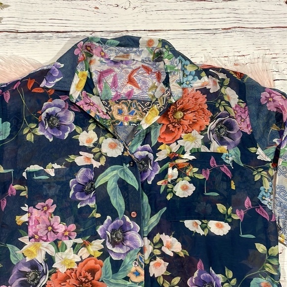 Johnny Was floral paria shirt tunic dress in multi - Picture 6 of 10
